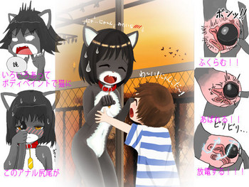 [紳士財閥] 全裸に猫のボディペイント!アナル尻尾で強制オナニー