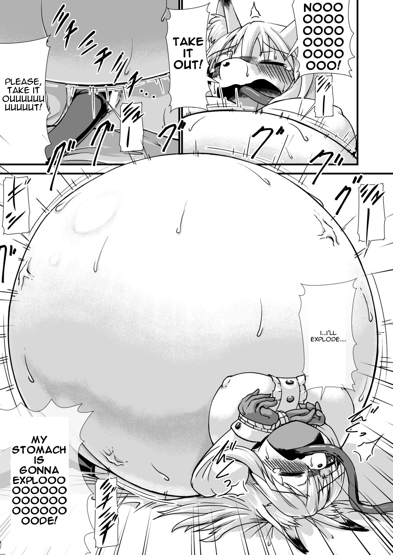 [ななし] メスケモさん空気浣腸膨腹破裂 [英訳]