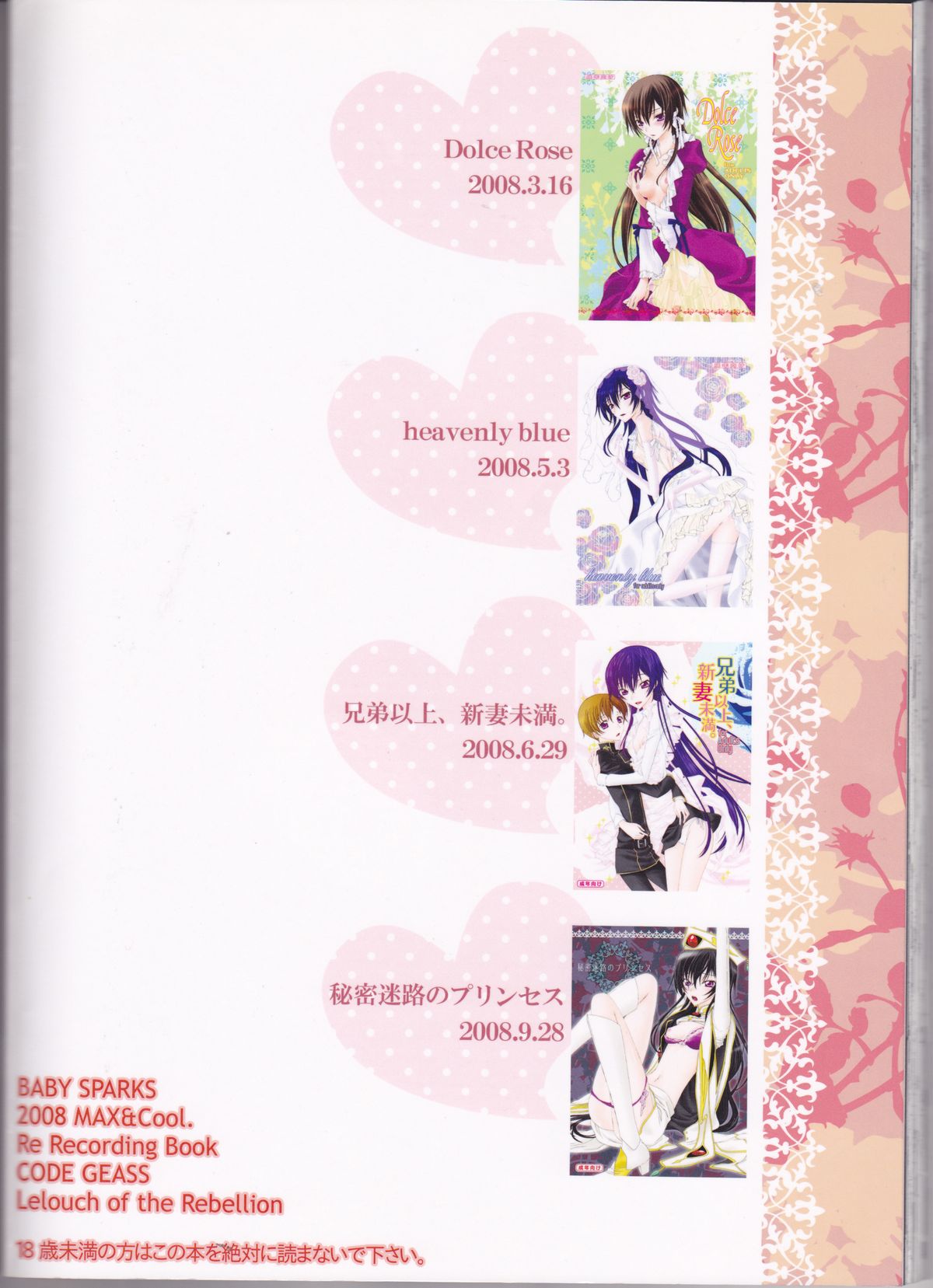 (C75) [MAX&Cool. (さわむらきな)] BABY SPARKS ベイビースパーク 2008 再録集 (コードギアス 反逆のルルーシュ)