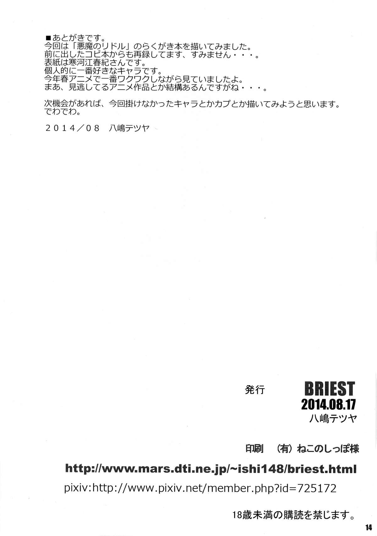 (C86) [BRIEST (八嶋テツヤ)] T2R/04 (悪魔のリドル)