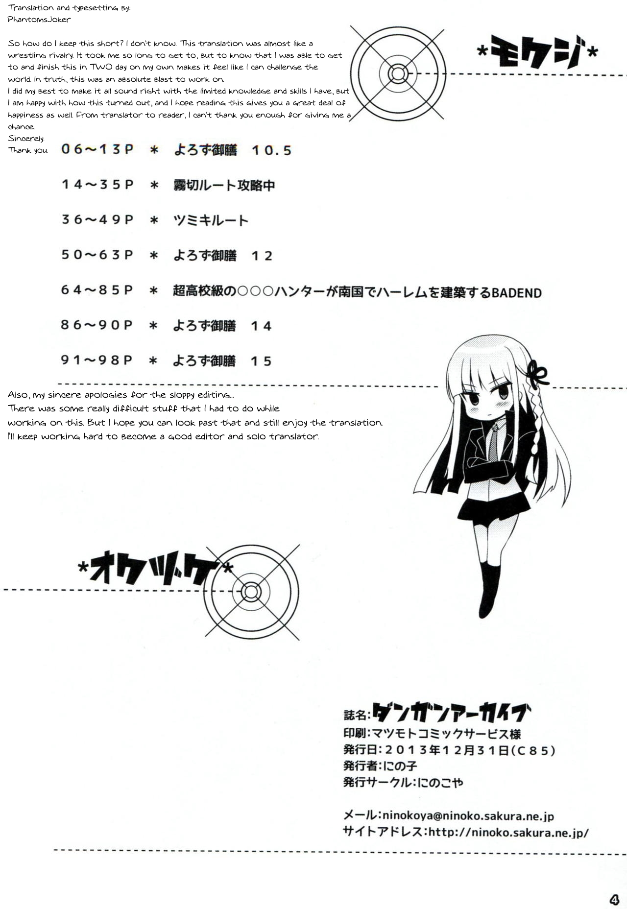 (C85) [にのこや (にの子)] ダンガンアーカイブ (ダンガンロンパ) [英訳]