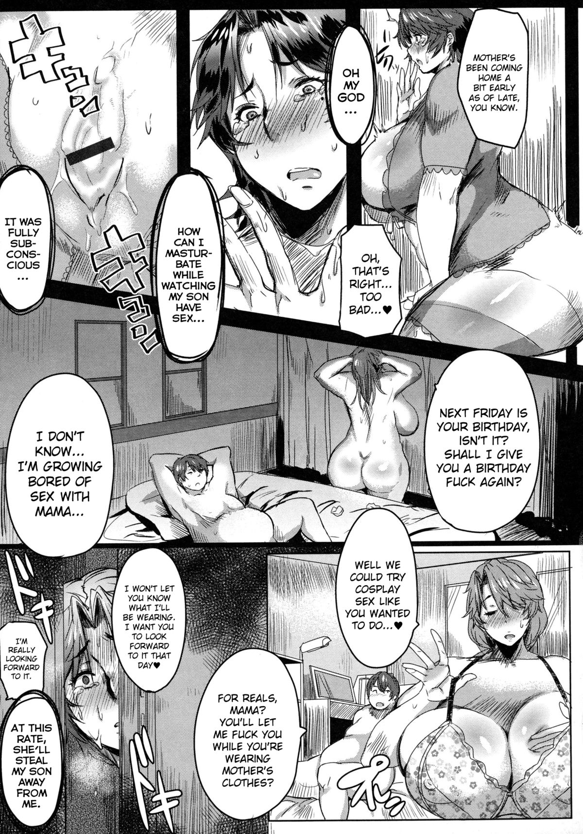 [秋草ぺぺろん] 略奪！息子ちんぽLOVE (むっちりメガ豚) [英訳]