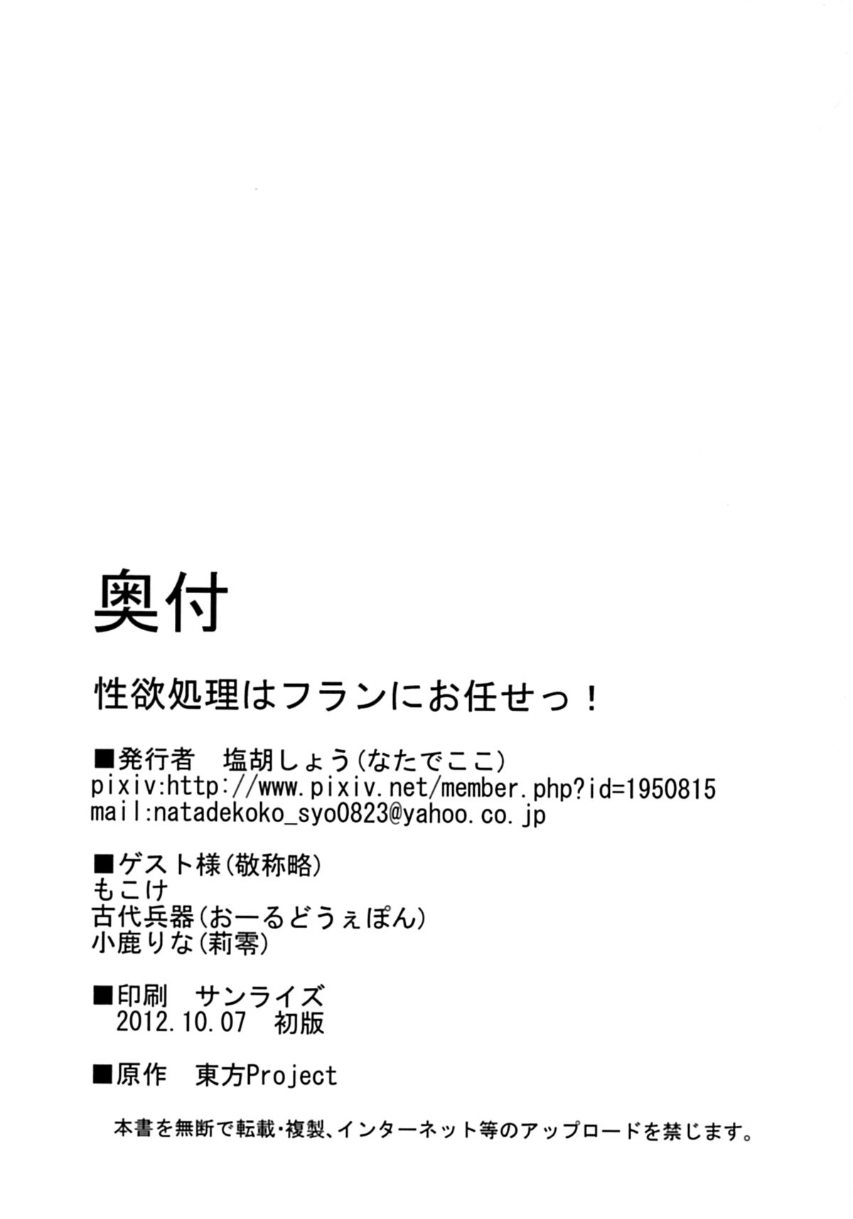 (紅楼夢8) [なたでここ (塩胡しょう)] 性欲処理はフランにお任せっ! (東方Project)