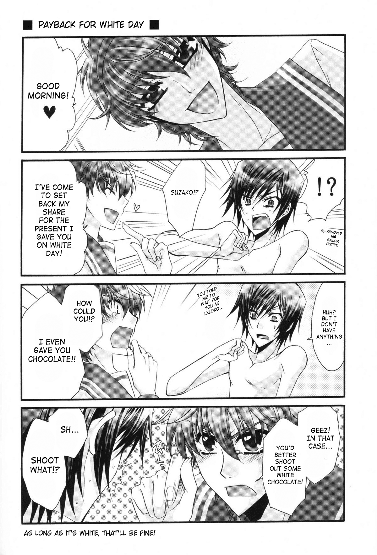[CLASSIC MILK, PEACE and ALIEN (朝丘夏生, 十七星ふき)] Leloko DE Whiteday (コードギアス 反逆のルルーシュ) [英訳]