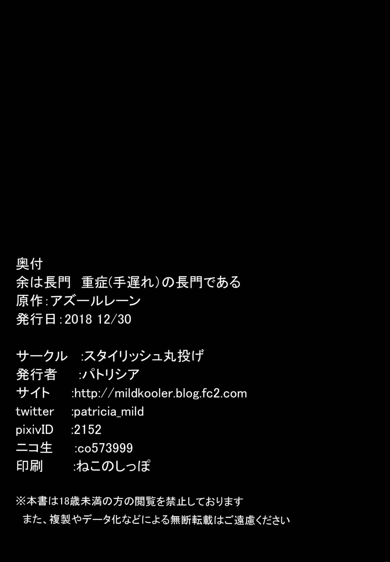 (C95) [スタイリッシュ丸投げ (パトリシア)] 余は長門重症(手遅れ)の長門である(アズールレーン)