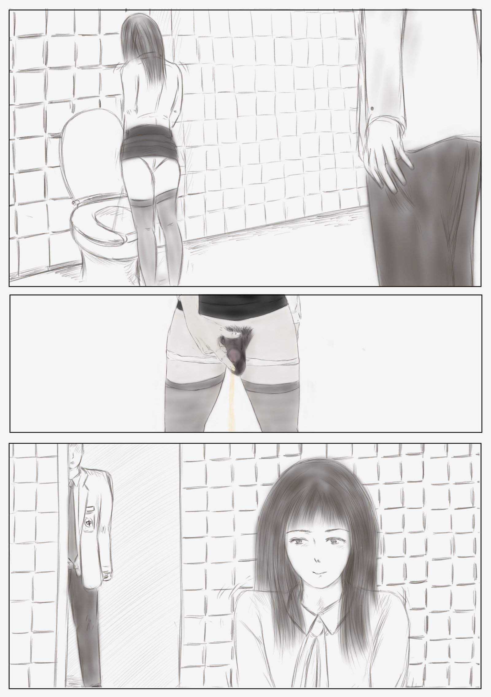 トイレの女装教師：トイレレイプ