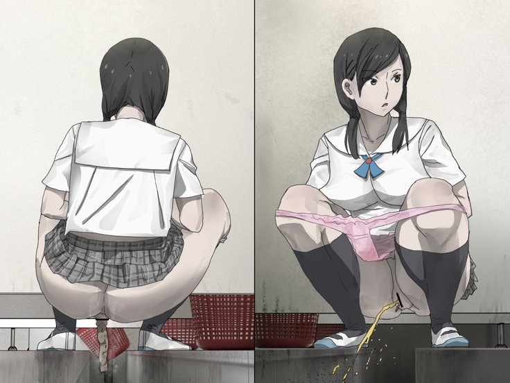 溝トイレを真下から【学校編】