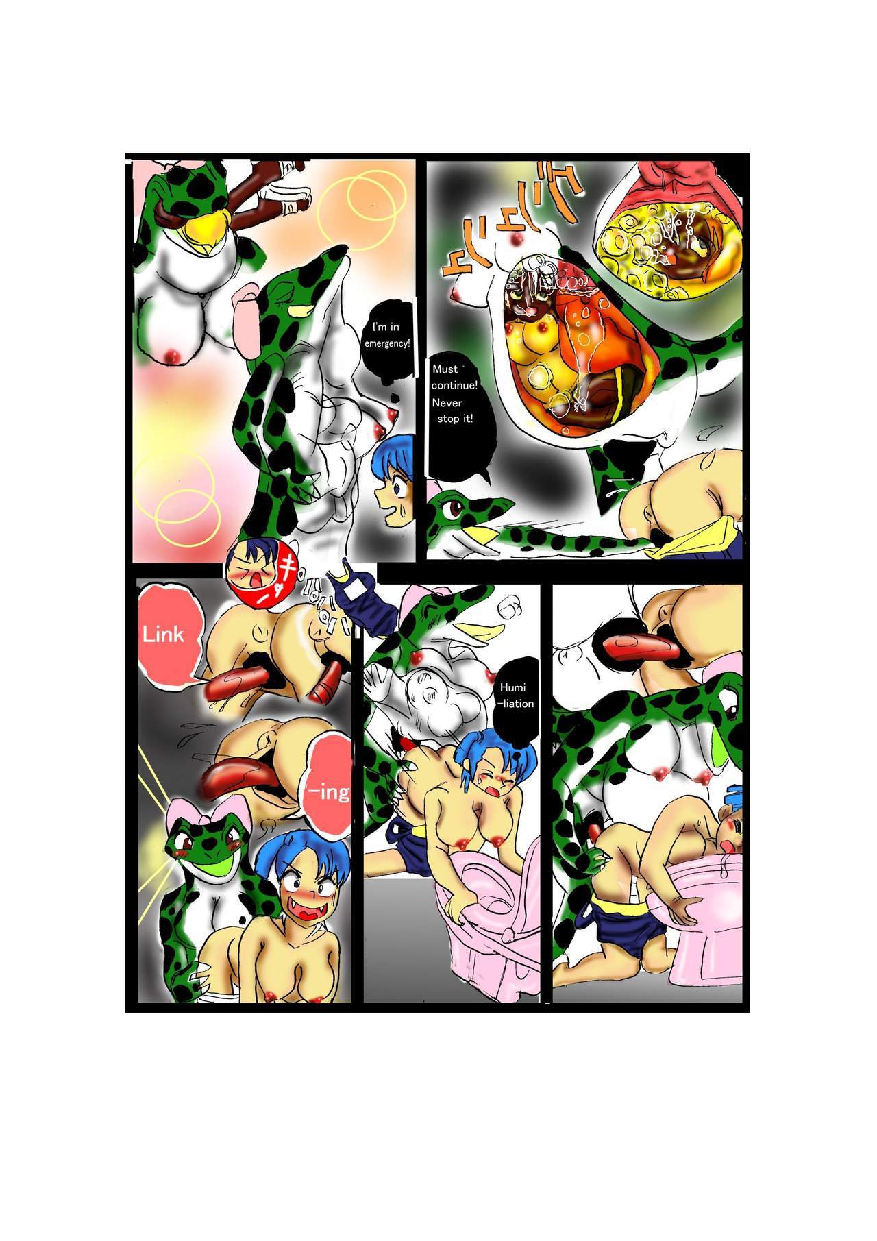 タブーの女の子のバスルームにいるワニコ