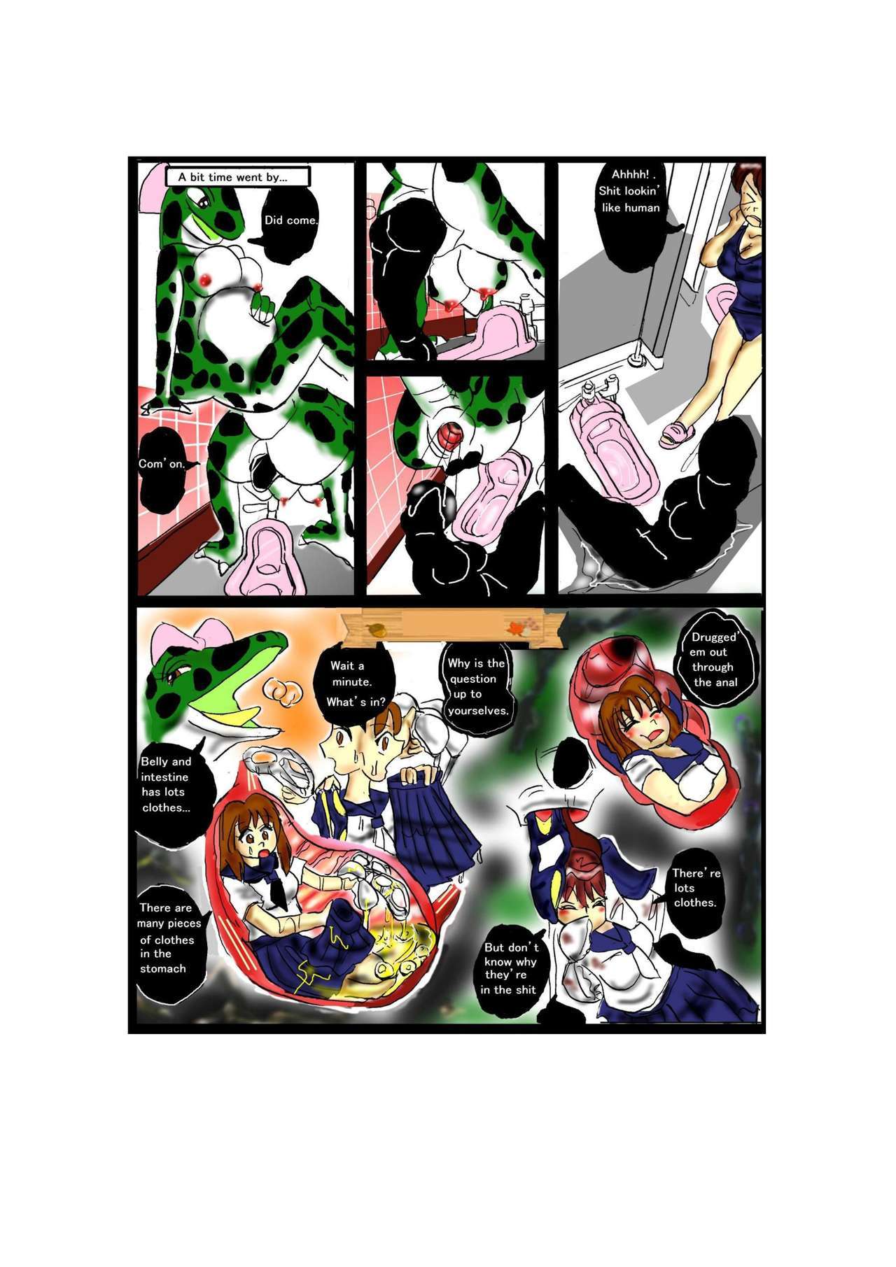 タブーの女の子のバスルームにいるワニコ