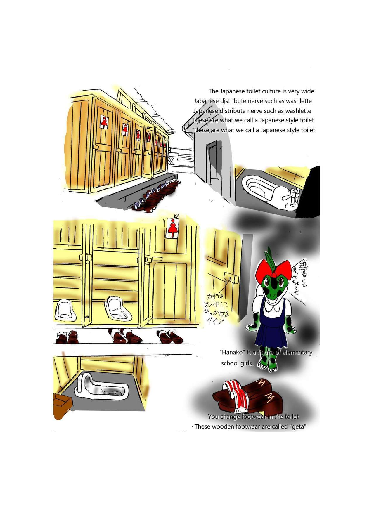 タブーの女の子のバスルームにいるワニコ