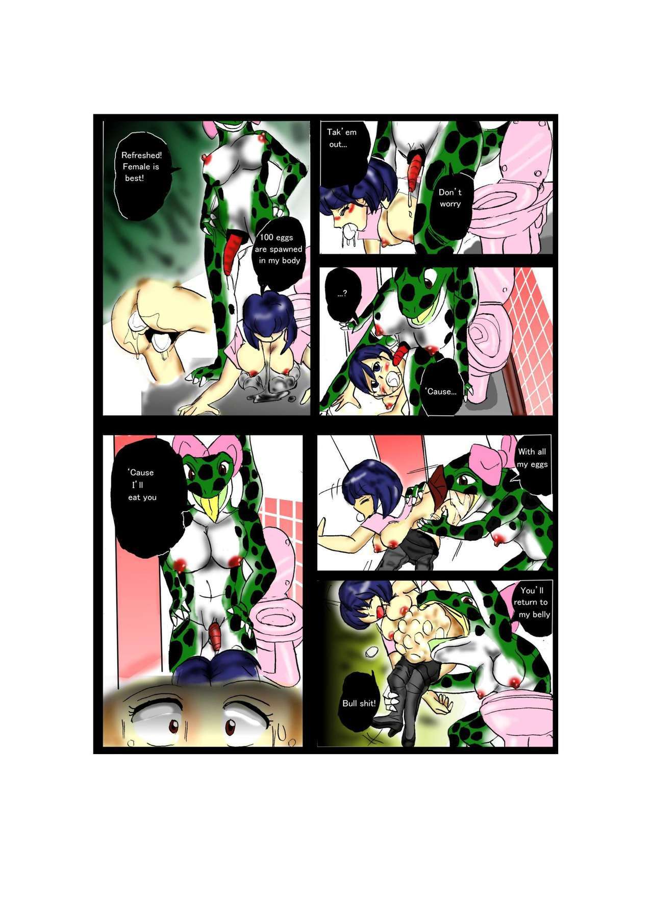 タブーの女の子のバスルームにいるワニコ