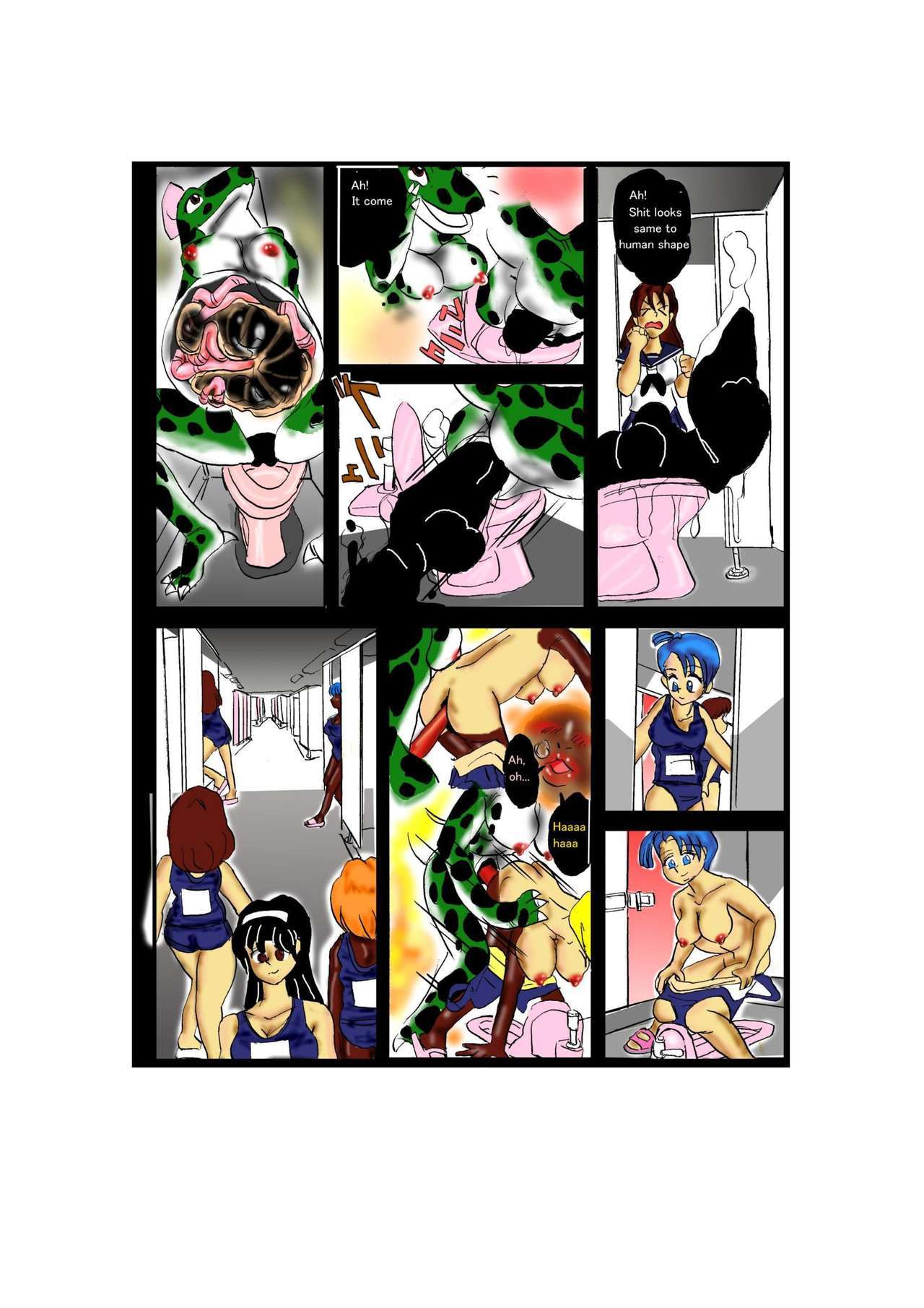 タブーの女の子のバスルームにいるワニコ