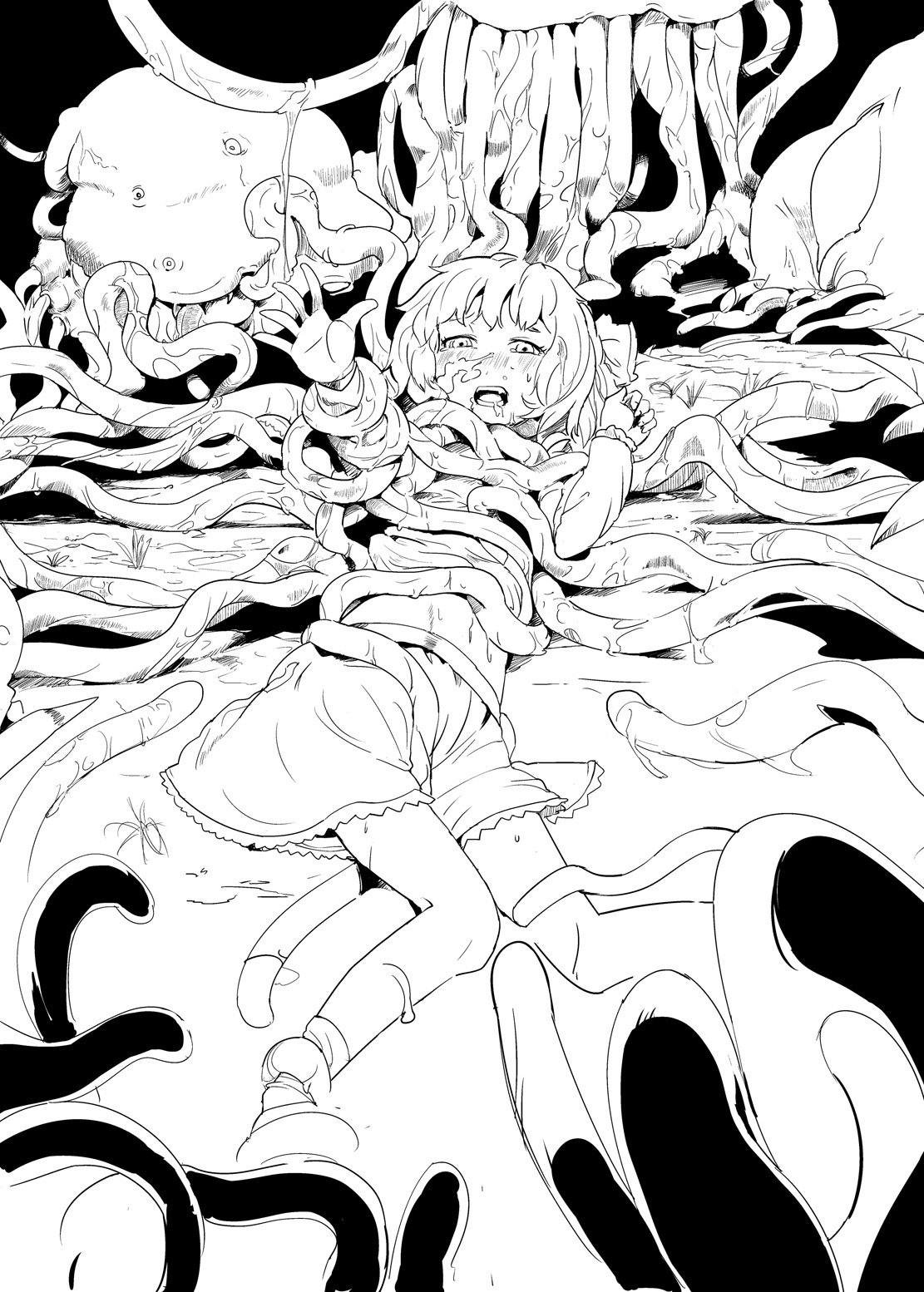 [絵描廃人劇 (タダシ)] 触手とルーミア (東方Project) [英訳] [DL版]