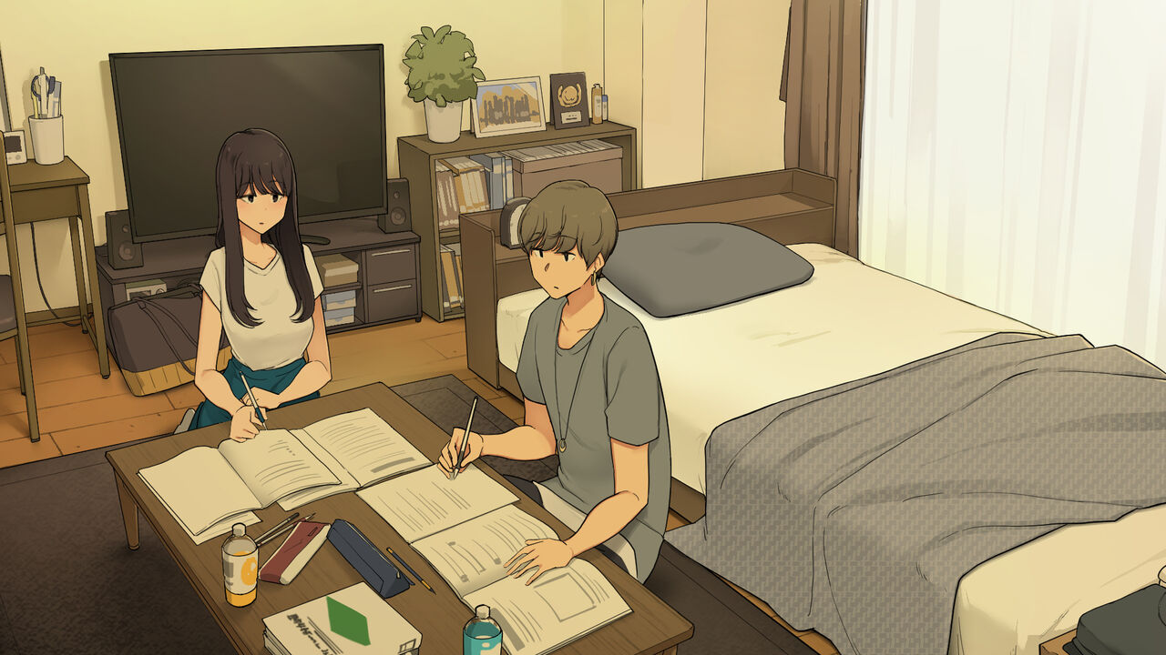 [わかまつ] 先輩の家で試験勉強教えてもらって夕方に帰る予定だった女子大生の一日 [中国翻訳]